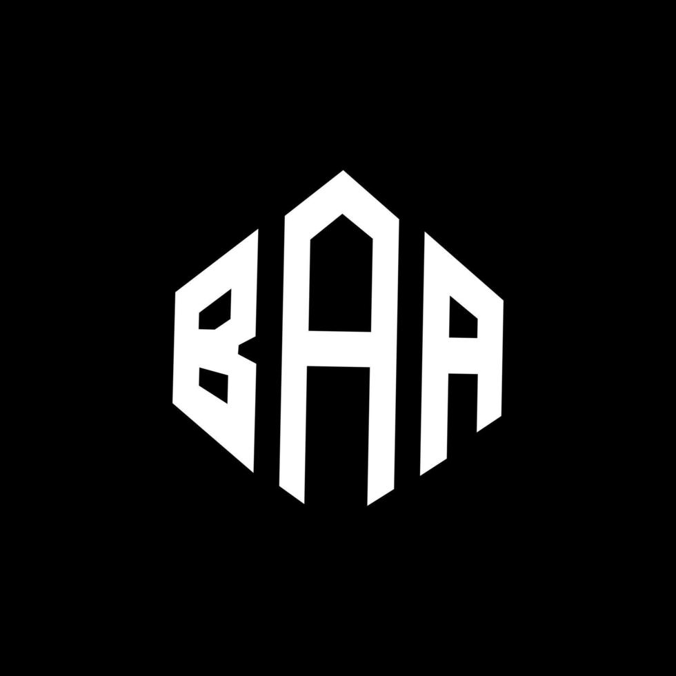 design del logo della lettera baa con forma poligonale. design del logo a forma di poligono e cubo baa. baa esagonale modello logo vettoriale colori bianco e nero. monogramma baa, logo aziendale e immobiliare.