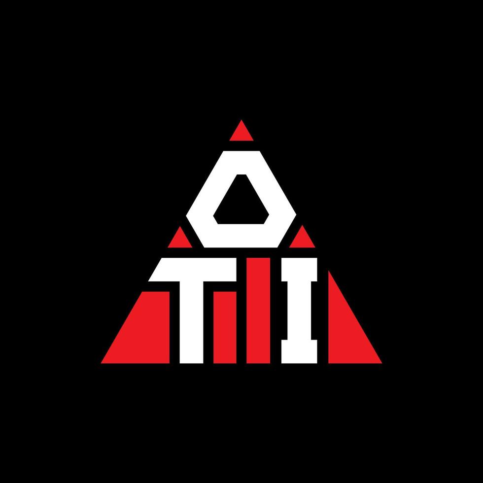 oti triangolo lettera logo design con forma triangolare. oti triangolo logo design monogramma. modello di logo vettoriale triangolo oti con colore rosso. oti logo triangolare logo semplice, elegante e lussuoso.