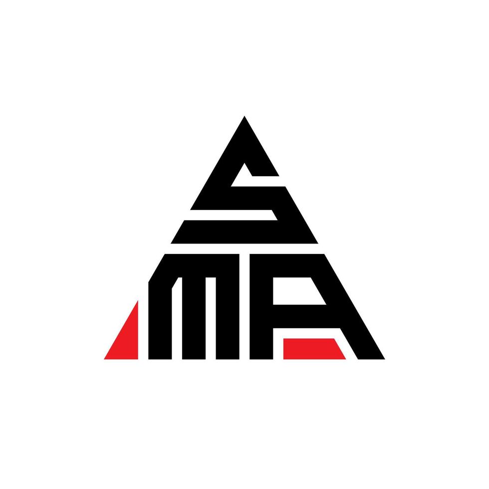 design del logo della lettera triangolo sma con forma triangolare. monogramma di design del logo del triangolo sma. modello di logo vettoriale triangolo sma con colore rosso. logo triangolare sma logo semplice, elegante e lussuoso.