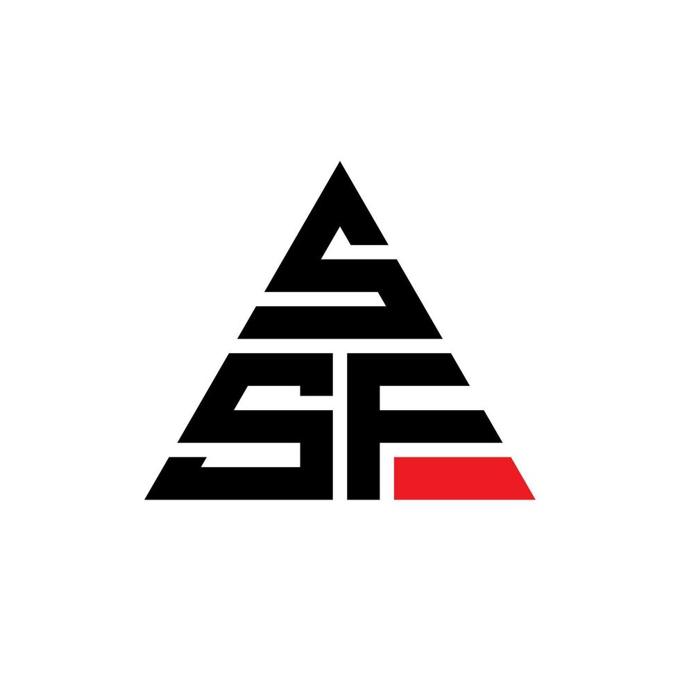 logo della lettera triangolare ssf con forma triangolare. monogramma di design del logo del triangolo ssf. modello di logo vettoriale triangolo ssf con colore rosso. logo triangolare ssf logo semplice, elegante e lussuoso.