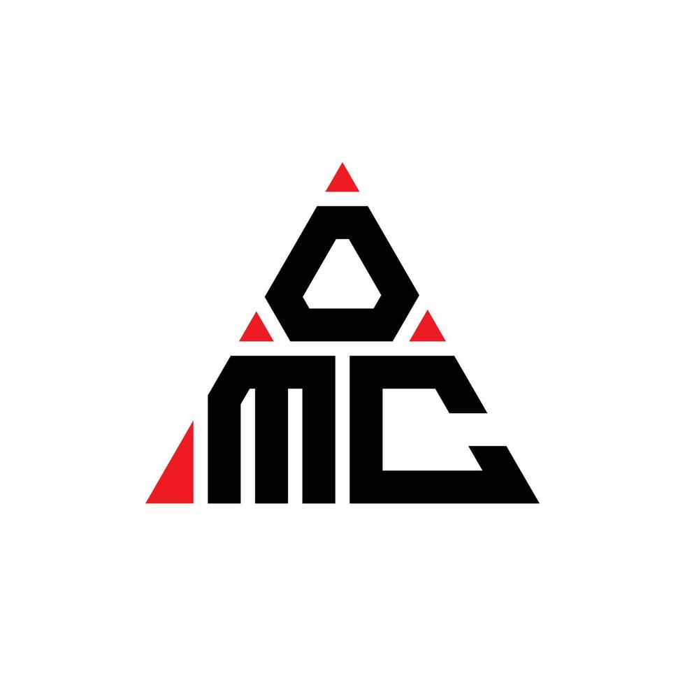 design del logo della lettera del triangolo omc con forma triangolare. monogramma di design con logo triangolo omc. modello di logo vettoriale triangolo omc con colore rosso. logo triangolare omc logo semplice, elegante e lussuoso.