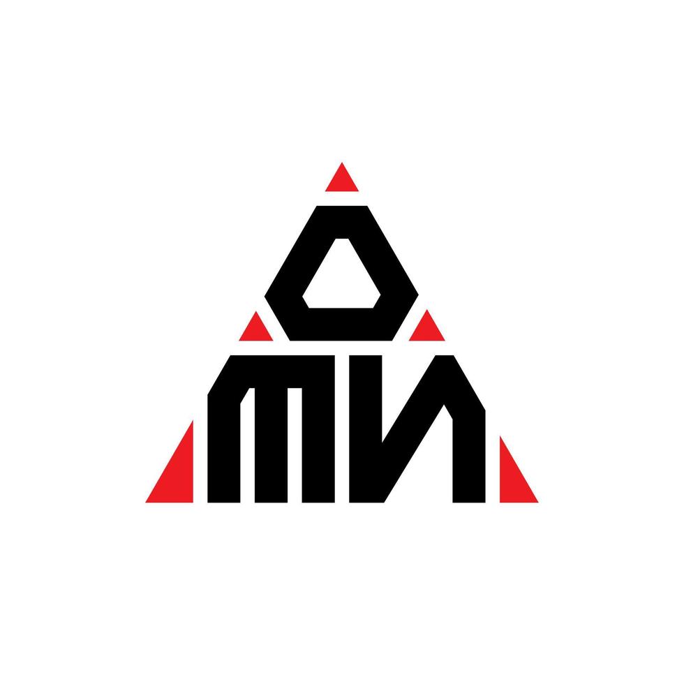 design del logo della lettera triangolare omn con forma triangolare. monogramma di design del logo del triangolo omn. omn triangolo modello di logo vettoriale con colore rosso. omn logo triangolare logo semplice, elegante e lussuoso.