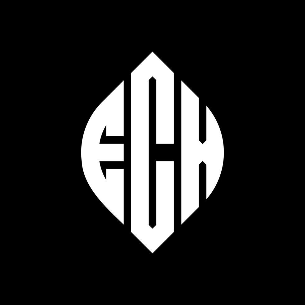 design del logo della lettera del cerchio ecx con forma circolare ed ellittica. ecx lettere ellittiche con stile tipografico. le tre iniziali formano un logo circolare. ecx cerchio emblema astratto monogramma lettera marchio vettore. vettore
