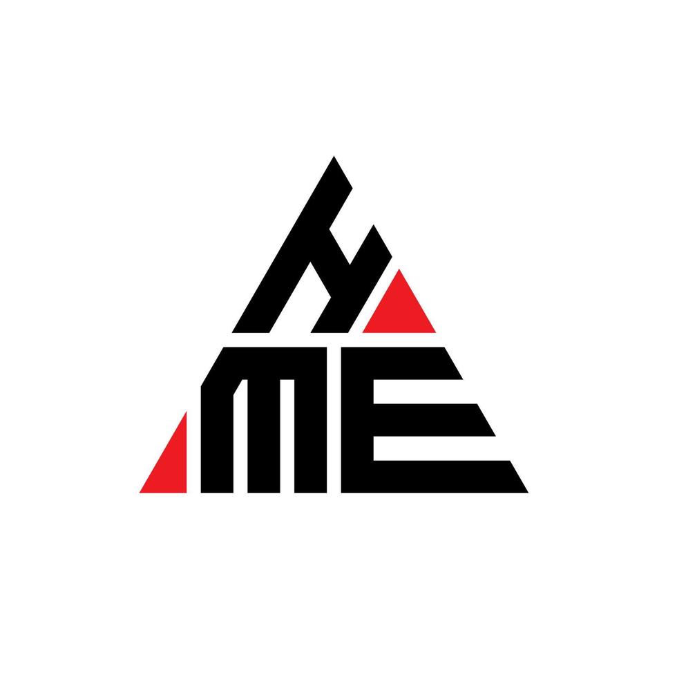 design del logo della lettera del triangolo hme con forma triangolare. monogramma di design del logo del triangolo hme. modello di logo vettoriale triangolo hme con colore rosso. logo triangolare hme logo semplice, elegante e lussuoso.