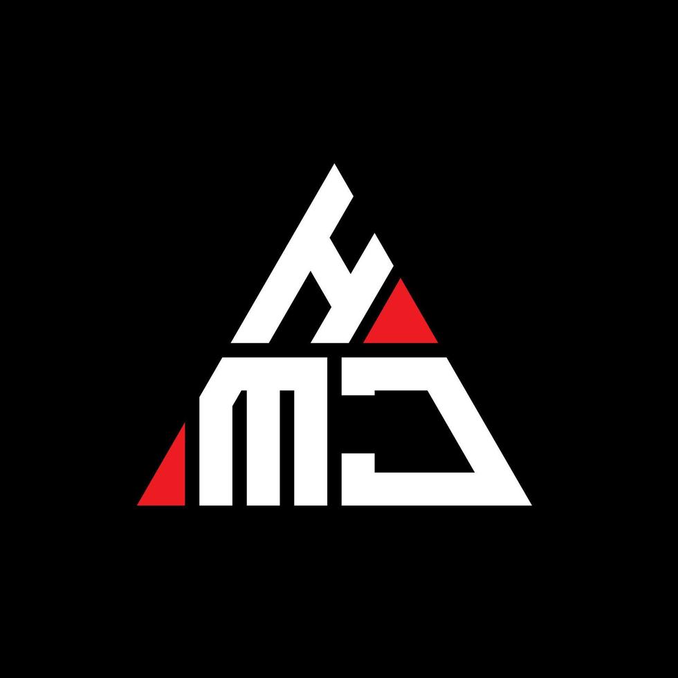 design del logo della lettera del triangolo hmj con forma triangolare. monogramma di design del logo del triangolo hmj. modello di logo vettoriale triangolo hmj con colore rosso. logo triangolare hmj logo semplice, elegante e lussuoso.
