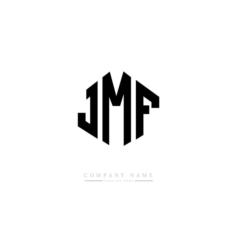 design del logo della lettera jmf con forma poligonale. jmf poligono e design del logo a forma di cubo. jmf modello di logo vettoriale esagonale colori bianco e nero. monogramma jmf, logo aziendale e immobiliare.