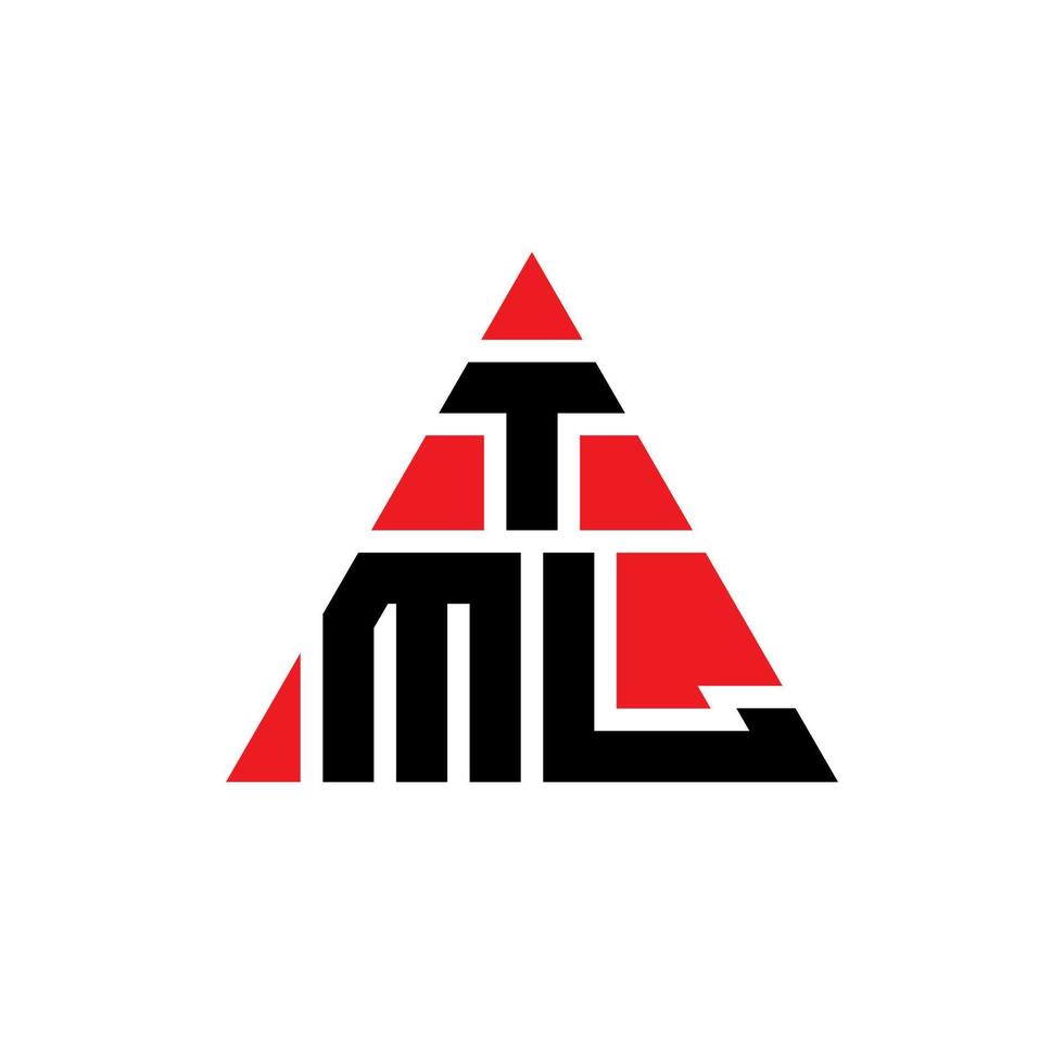 design del logo della lettera triangolare tml con forma triangolare. monogramma di design del logo del triangolo tml. modello di logo vettoriale triangolo tml con colore rosso. tml logo triangolare logo semplice, elegante e lussuoso.