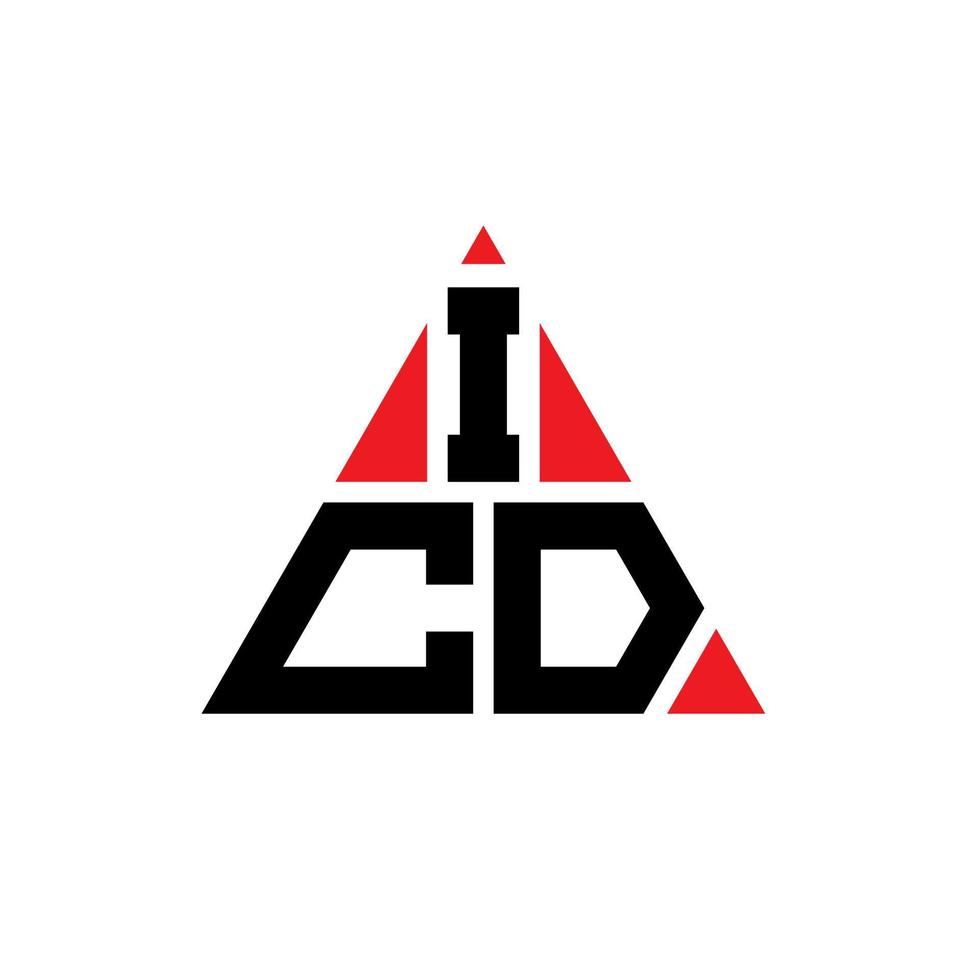 design del logo della lettera del triangolo icd con forma triangolare. monogramma di design del logo del triangolo icd. modello di logo vettoriale triangolo icd con colore rosso. logo triangolare icd logo semplice, elegante e lussuoso.