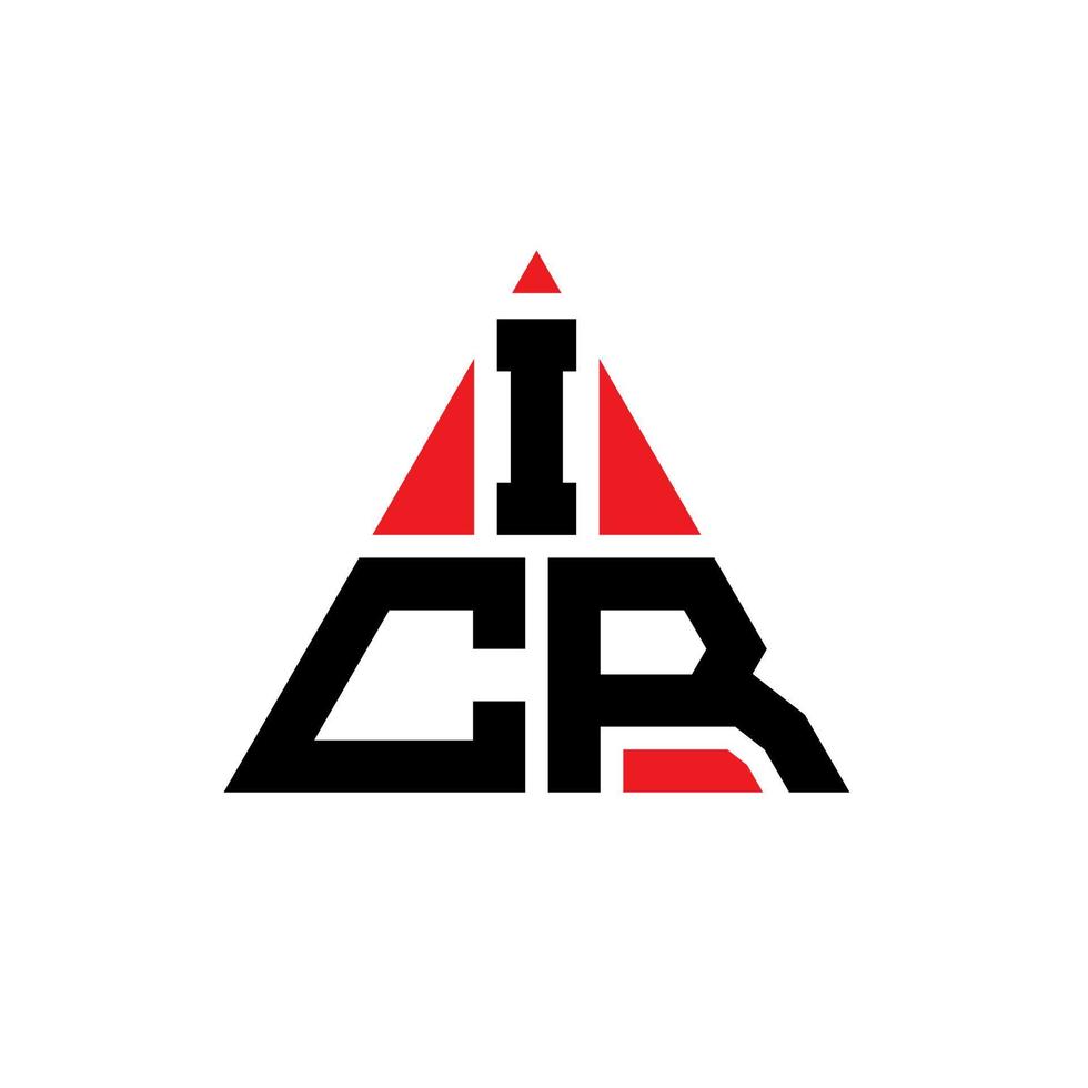 design del logo della lettera del triangolo icr con forma triangolare. monogramma di design del logo del triangolo icr. modello di logo vettoriale triangolo icr con colore rosso. logo triangolare icr logo semplice, elegante e lussuoso.