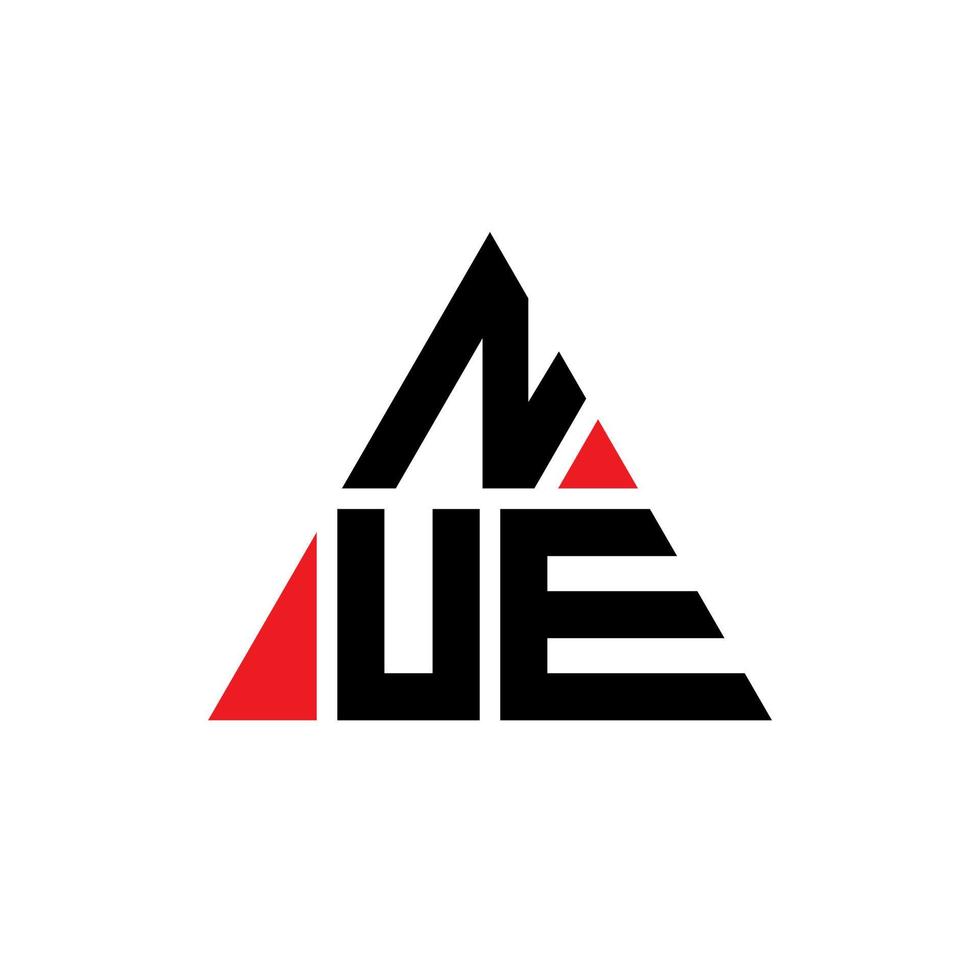design del logo della lettera triangolare nue con forma triangolare. monogramma di design del logo del triangolo nue. modello di logo vettoriale triangolo nue con colore rosso. nue logo triangolare logo semplice, elegante e lussuoso.
