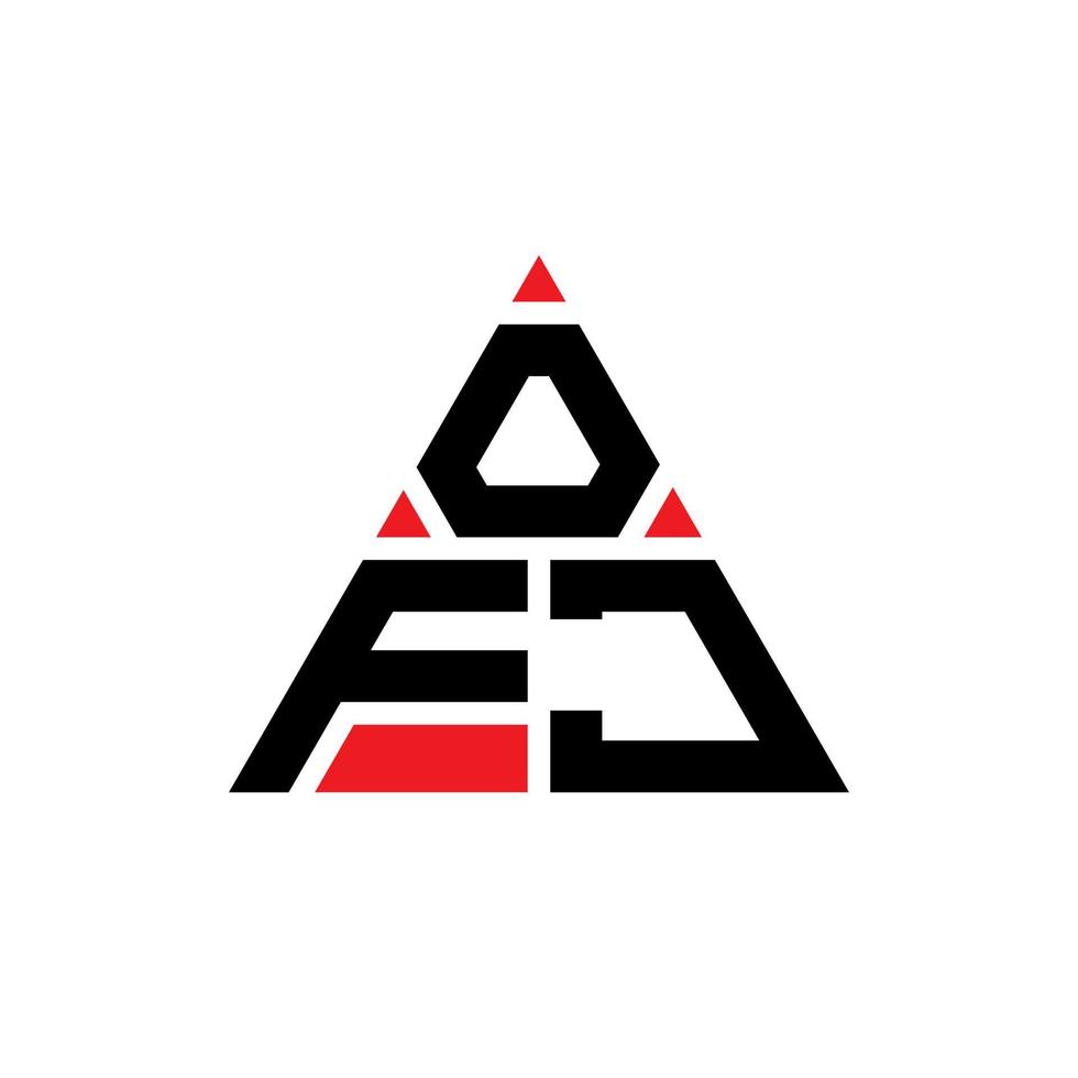 design del logo della lettera triangolare ofj con forma triangolare. monogramma di design del logo del triangolo ofj. ofj modello di logo vettoriale triangolo con colore rosso. ofj logo triangolare logo semplice, elegante e lussuoso.