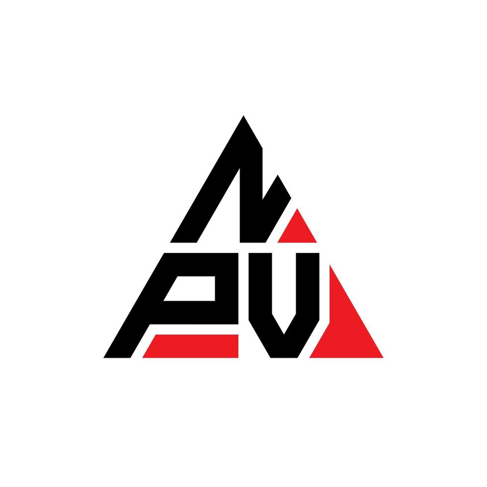 design del logo della lettera del triangolo npv con forma triangolare. monogramma di design del logo del triangolo npv. modello di logo vettoriale triangolo npv con colore rosso. logo triangolare npv logo semplice, elegante e lussuoso.
