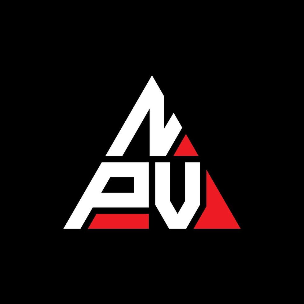 design del logo della lettera del triangolo npv con forma triangolare. monogramma di design del logo del triangolo npv. modello di logo vettoriale triangolo npv con colore rosso. logo triangolare npv logo semplice, elegante e lussuoso.