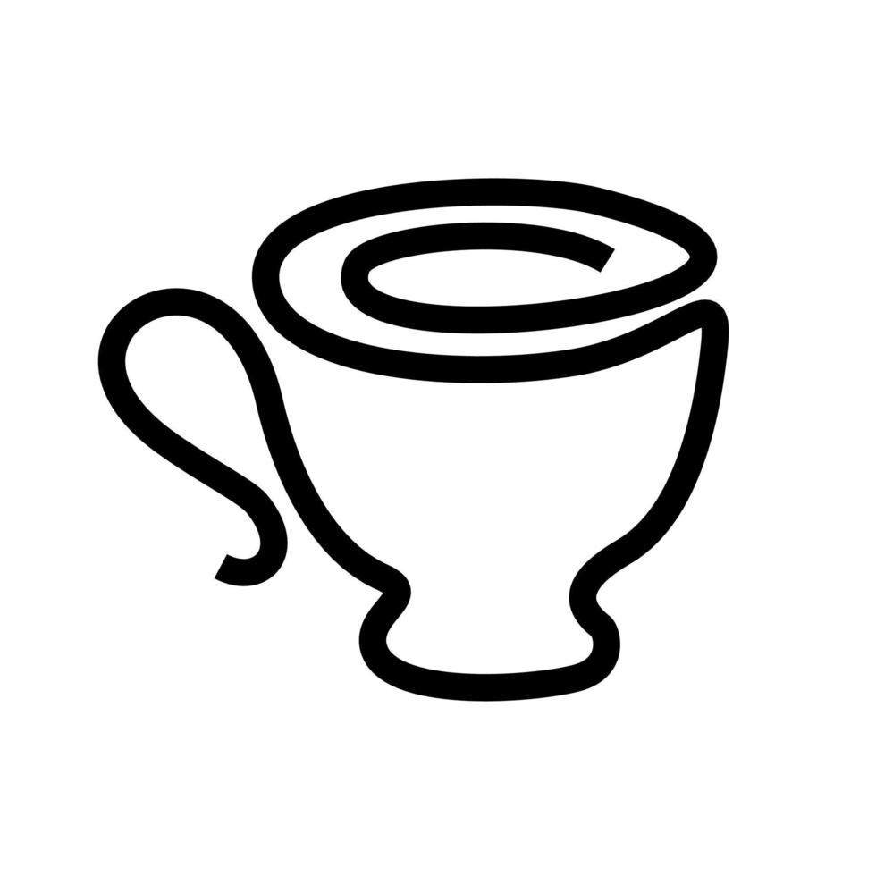 icona della tazza una riga. tazza logo minimalismo. tazza - illustrazione di stile piatto vettoriale, isolare. posate per bevande. simbolo del tè caldo vettore