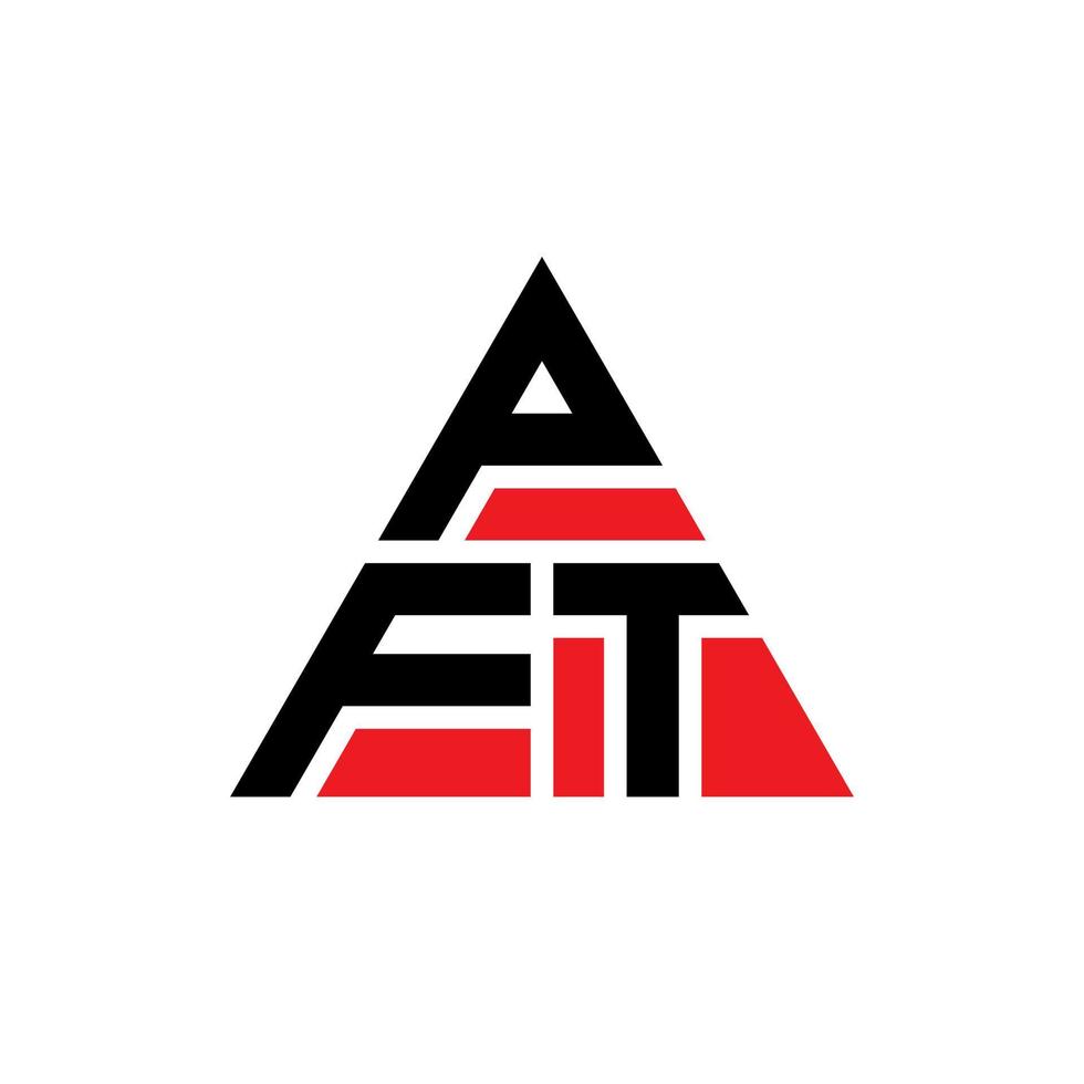 design del logo della lettera triangolare pft con forma triangolare. monogramma del design del logo del triangolo pft. modello di logo vettoriale triangolo pft con colore rosso. pft logo triangolare logo semplice, elegante e lussuoso.