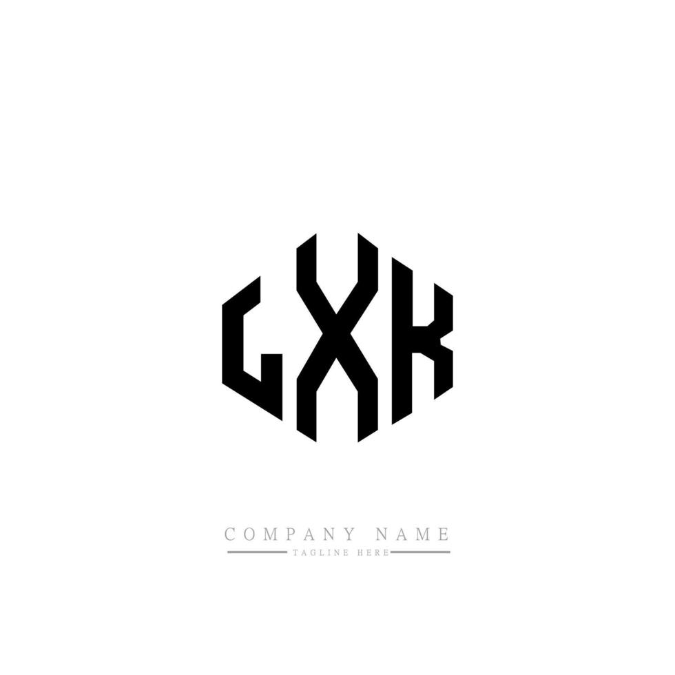 design del logo della lettera lxk con forma poligonale. lxk poligono e design del logo a forma di cubo. lxk modello di logo vettoriale esagonale colori bianco e nero. monogramma lxk, logo aziendale e immobiliare.