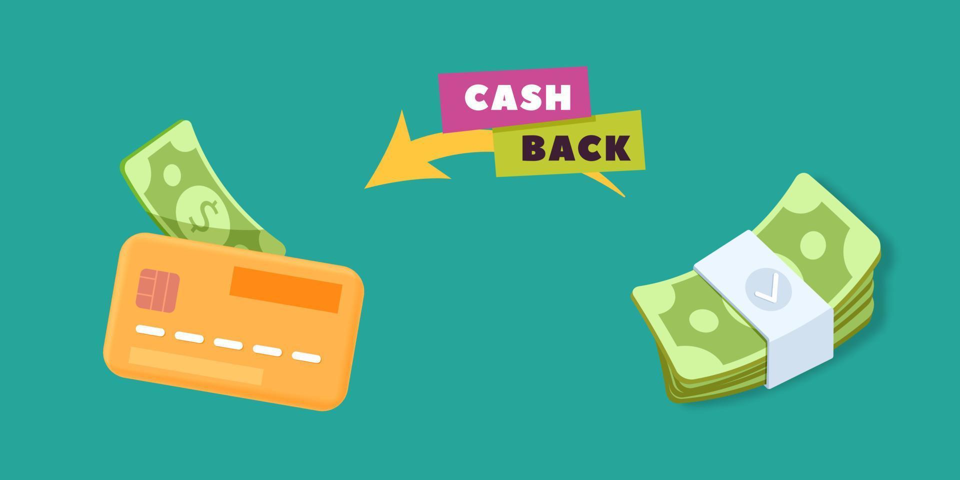 vettore cash back con concept design di carta di debito