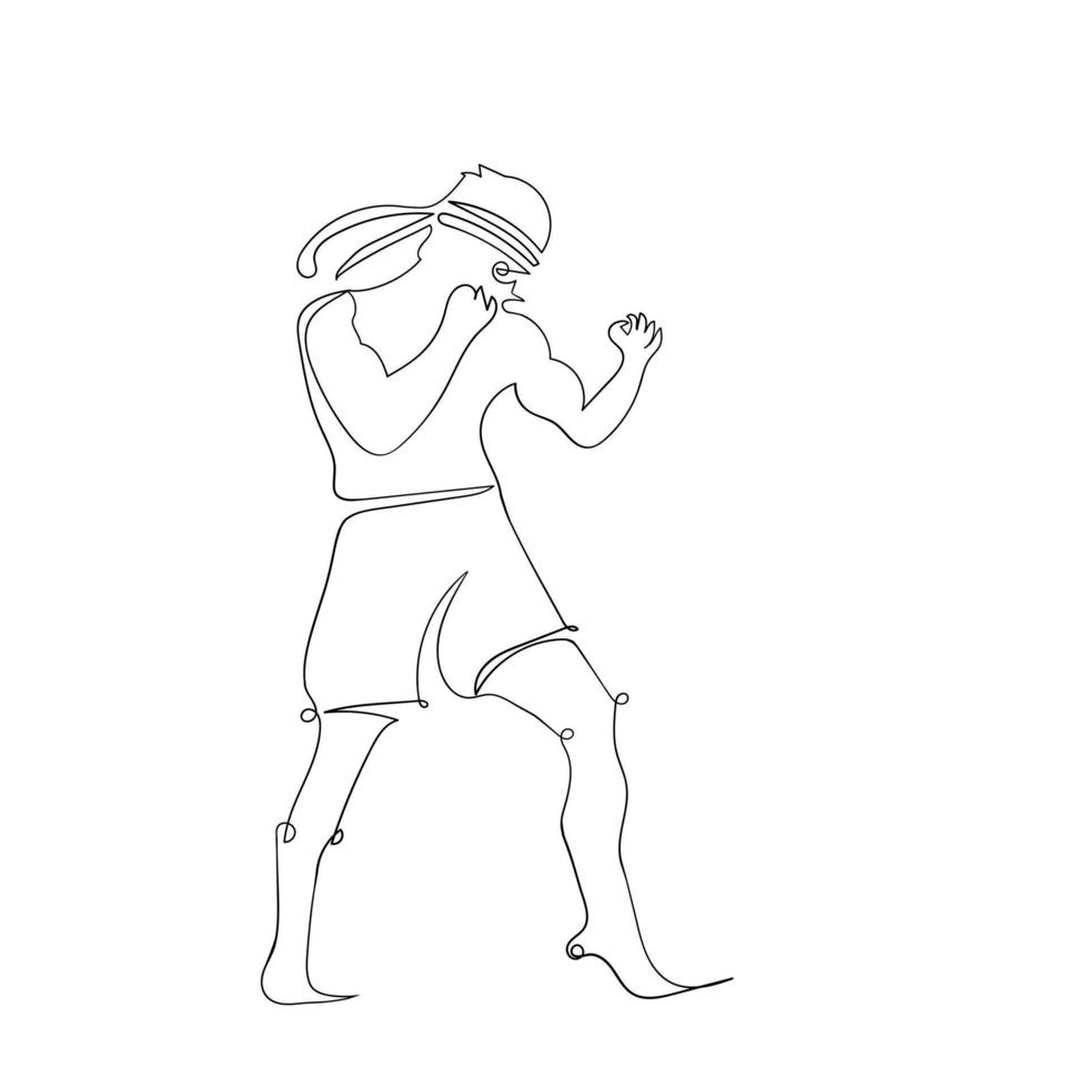 combattente uomo linea arte disegno stile, l'uomo schizzo nero lineare isolato su sfondo bianco, il miglior combattimento uomo linea arte illustrazione vettoriale. vettore