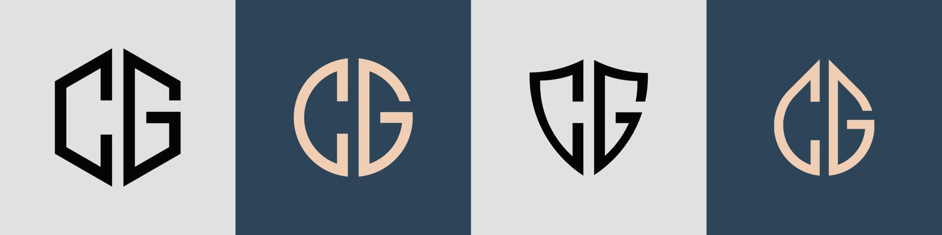 pacchetto creativo semplice di lettere iniziali cg logo design. vettore