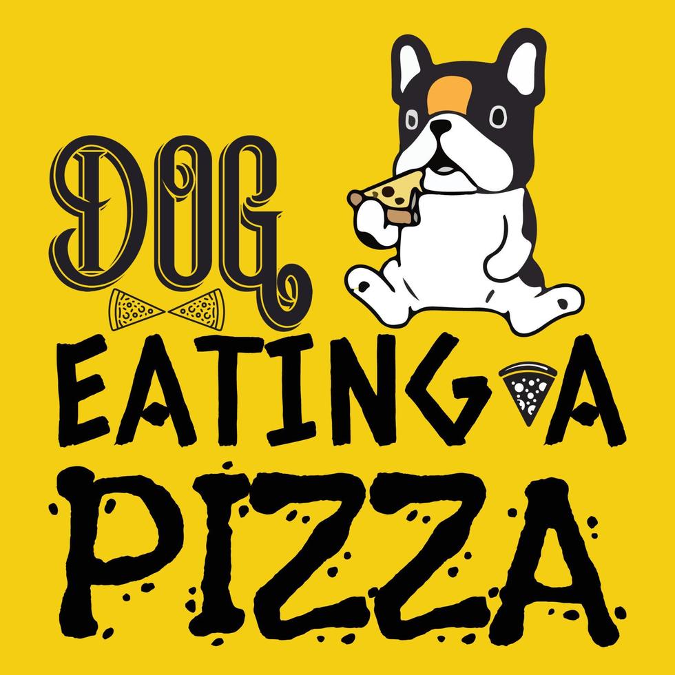 disegno della maglietta della pizza del cane che mangia vettore