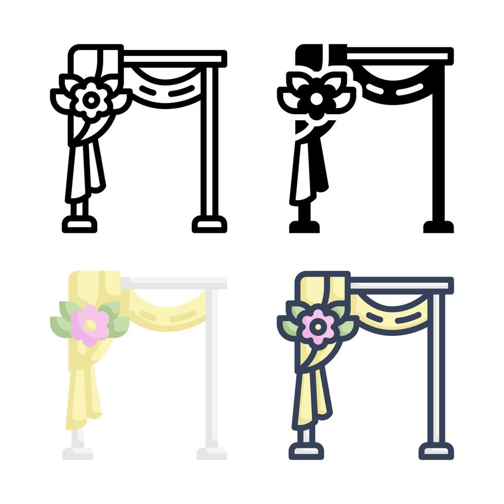 collezione di stili di set di icone dell'arco di nozze vettore