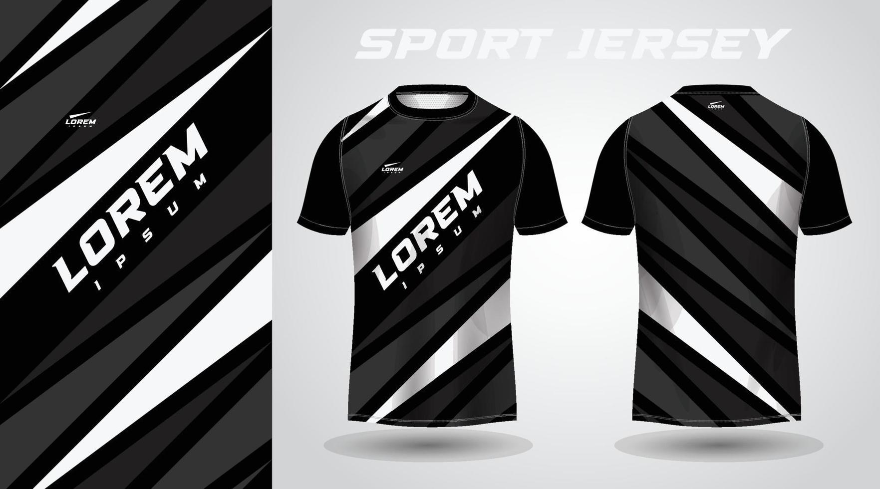 t-shirt nera con design in jersey sportivo vettore