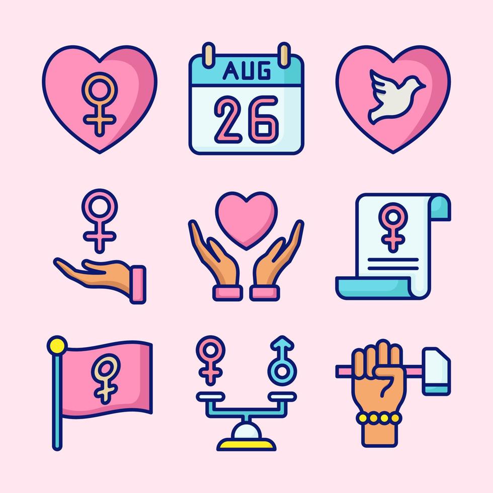 set di icone di uguaglianza delle donne vettore