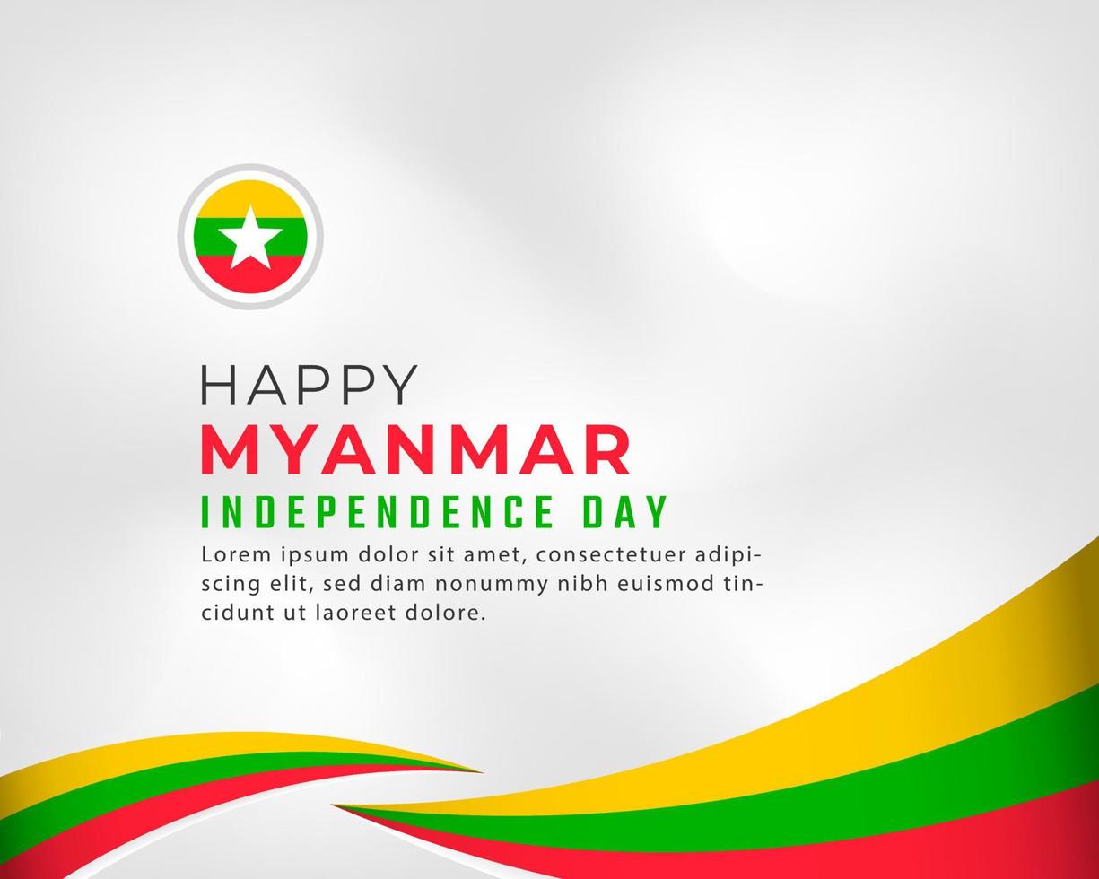 felice giorno dell'indipendenza del myanmar gennaio 4th celebrazione disegno vettoriale illustrazione. modello per poster, banner, pubblicità, biglietto di auguri o elemento di design di stampa