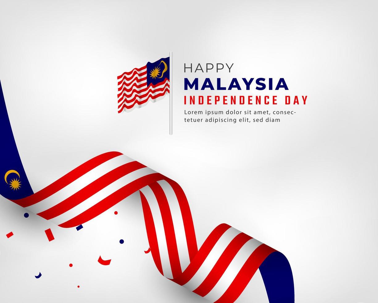 felice giorno dell'indipendenza della Malesia 31 agosto celebrazione disegno vettoriale illustrazione. modello per poster, banner, pubblicità, biglietto di auguri o elemento di design di stampa