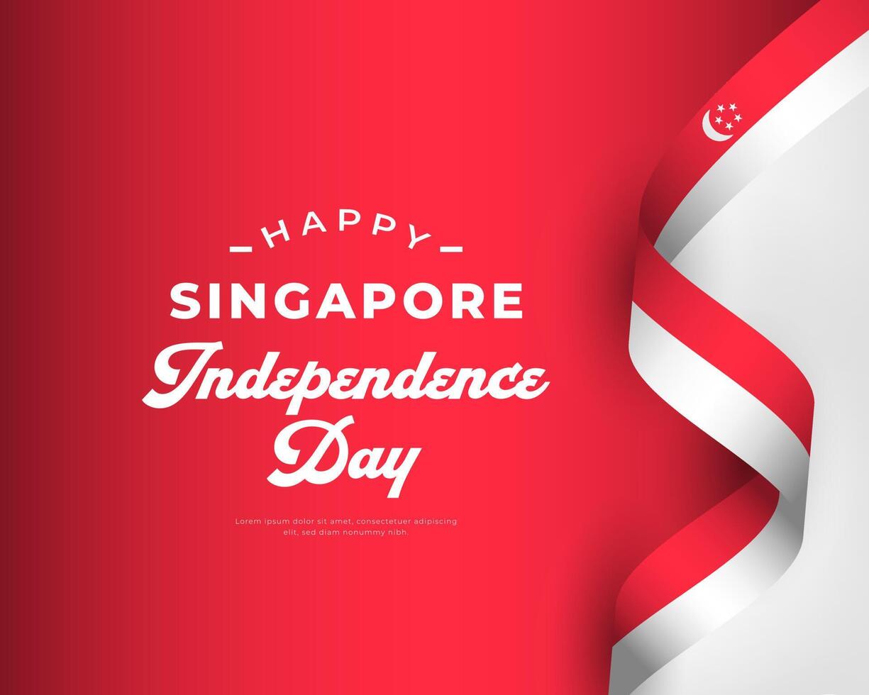 felice giorno dell'indipendenza di singapore 9 agosto celebrazione disegno vettoriale illustrazione. modello per poster, banner, pubblicità, biglietto di auguri o elemento di design di stampa