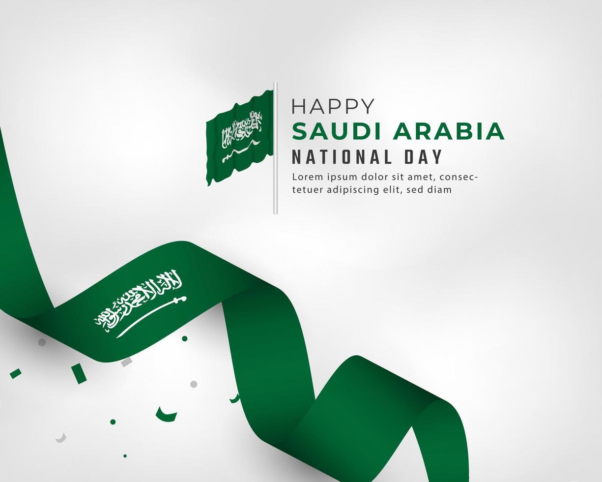 felice festa nazionale dell'arabia saudita 23 settembre illustrazione del disegno vettoriale di celebrazione. modello per poster, banner, pubblicità, biglietto di auguri o elemento di design di stampa