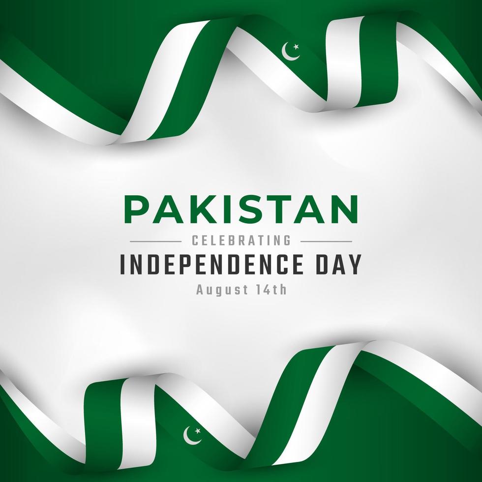 felice giorno dell'indipendenza del pakistan 14 agosto celebrazione disegno vettoriale illustrazione. modello per poster, banner, pubblicità, biglietto di auguri o elemento di design di stampa