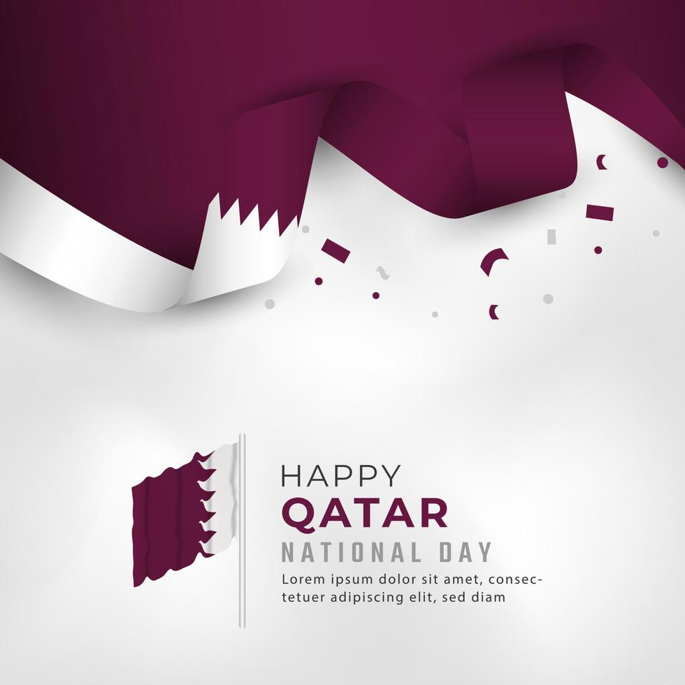 illustrazione del disegno vettoriale di celebrazione del 18 dicembre felice festa nazionale del qatar. modello per poster, banner, pubblicità, biglietto di auguri o elemento di design di stampa