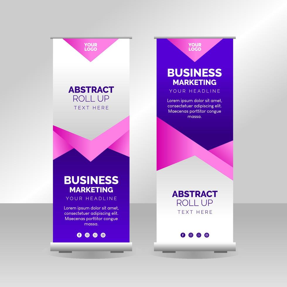 modello di banner roll up di marketing aziendale vettore