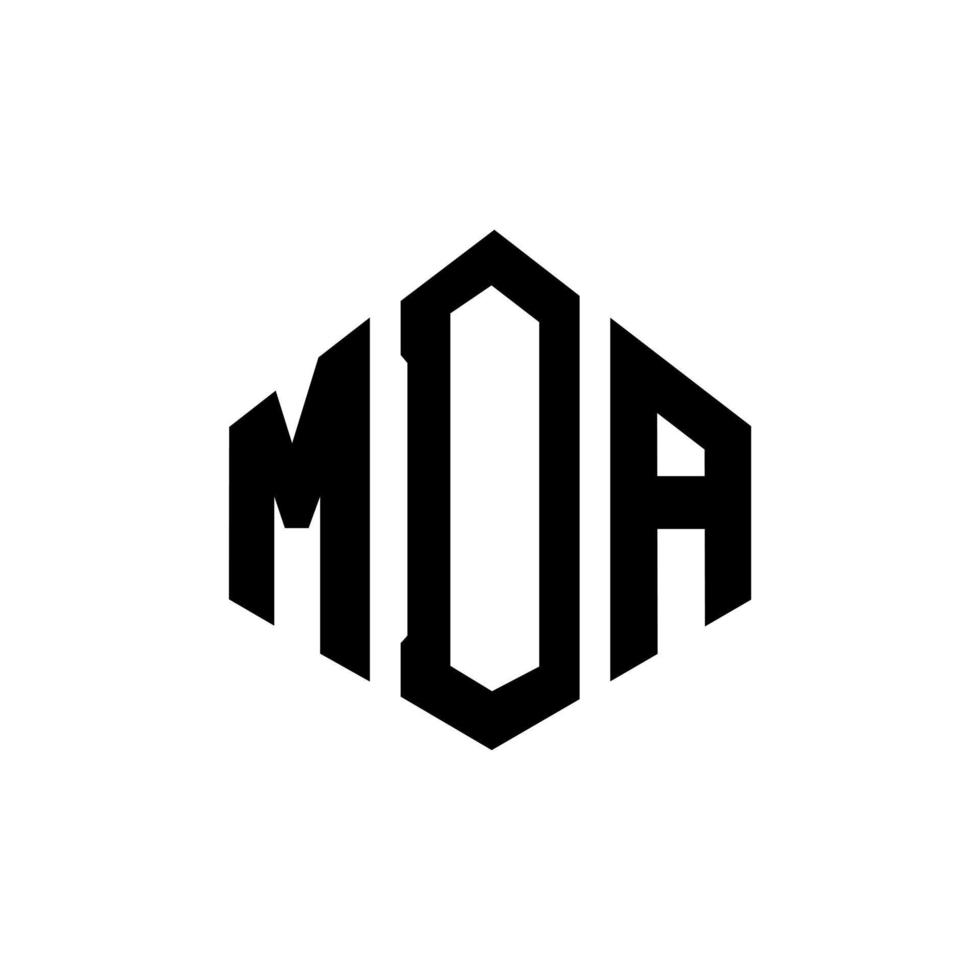 design del logo della lettera mda con forma poligonale. mda poligono e design del logo a forma di cubo. mda esagonale modello logo vettoriale colori bianco e nero. monogramma mda, logo aziendale e immobiliare.