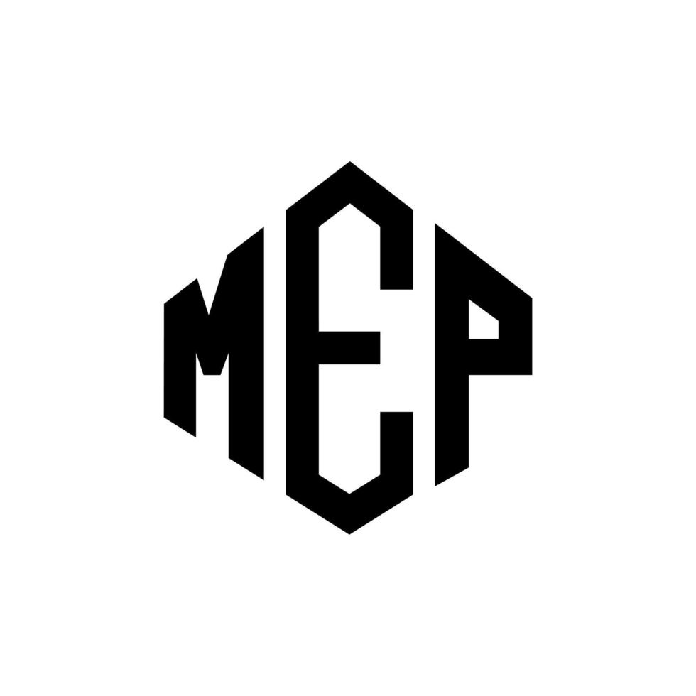 design del logo della lettera mep con forma poligonale. mep poligono e design del logo a forma di cubo. modello di logo vettoriale esagonale mep colori bianco e nero. monogramma mep, logo aziendale e immobiliare.