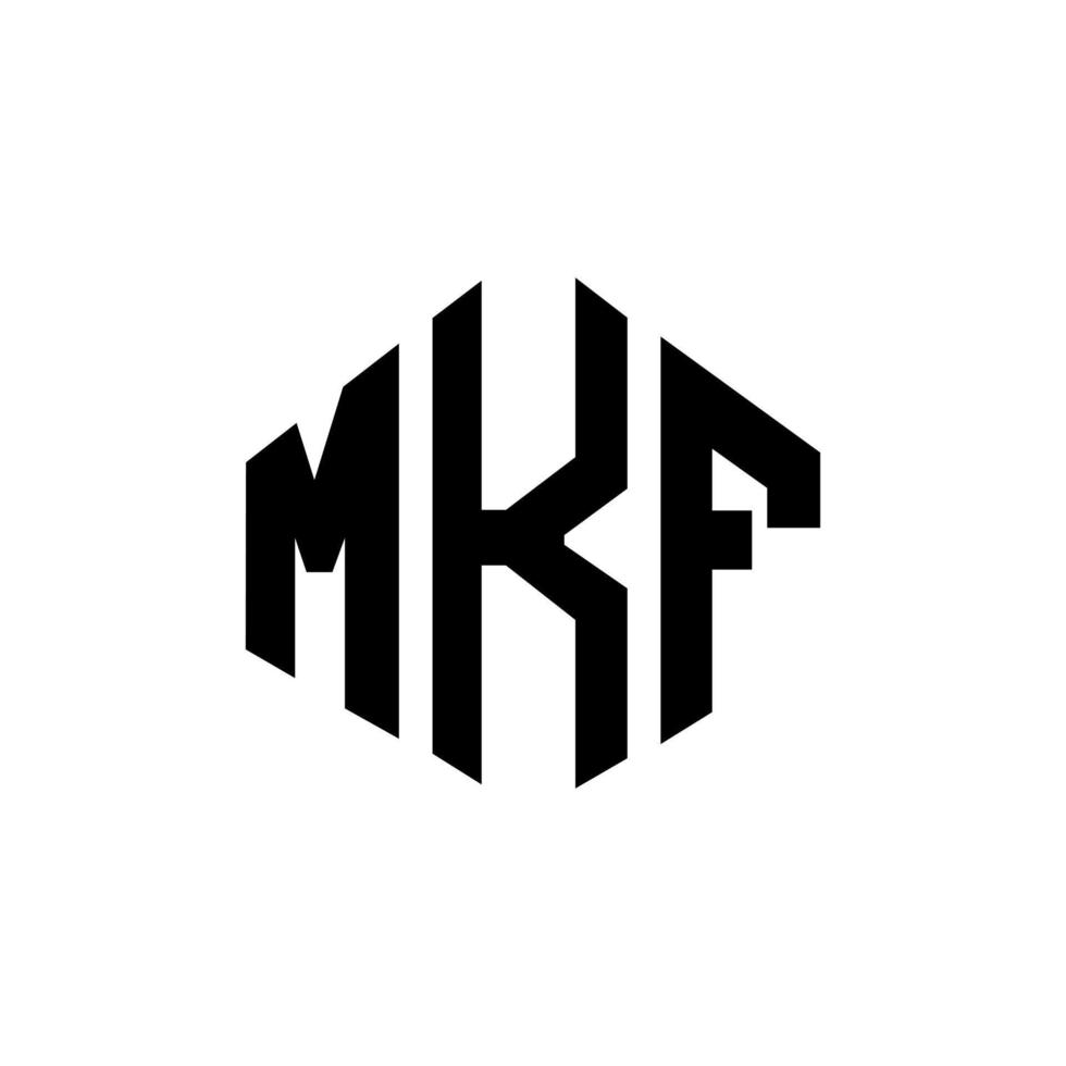 design del logo della lettera mkf con forma poligonale. mkf poligono e design del logo a forma di cubo. mkf esagono logo modello vettoriale colori bianco e nero. monogramma mkf, logo aziendale e immobiliare.