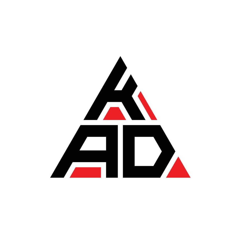 design del logo della lettera del triangolo kad con forma triangolare. kad triangolo logo design monogramma. modello di logo vettoriale triangolo kad con colore rosso. logo triangolare kad logo semplice, elegante e lussuoso.