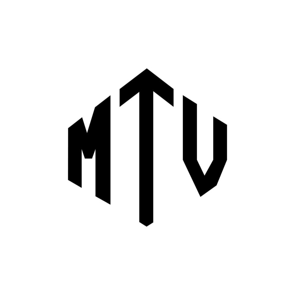 design del logo della lettera mtv con forma poligonale. design del logo a forma di poligono e cubo mtv. mtv esagono logo modello vettoriale colori bianco e nero. monogramma mtv, logo aziendale e immobiliare.