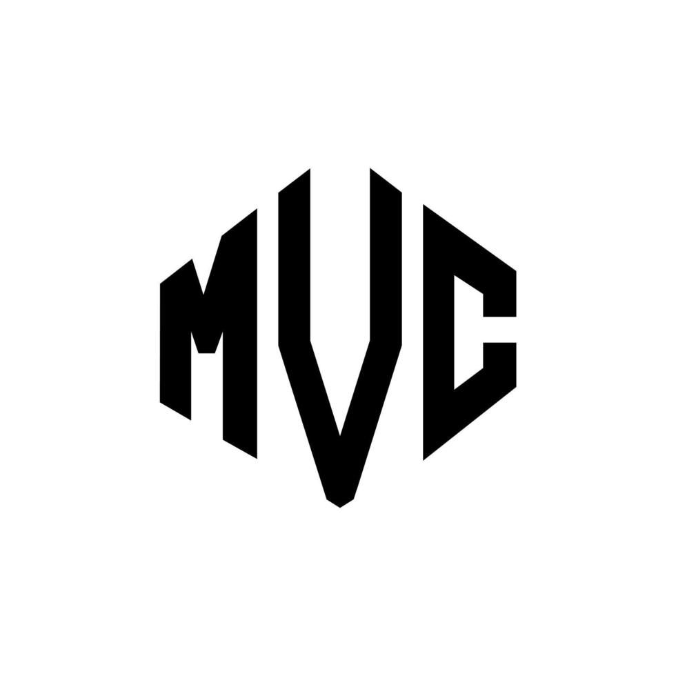 design del logo della lettera mvc con forma poligonale. mvc poligono e design del logo a forma di cubo. mvc esagono vettore logo modello colori bianco e nero. monogramma mvc, logo aziendale e immobiliare.