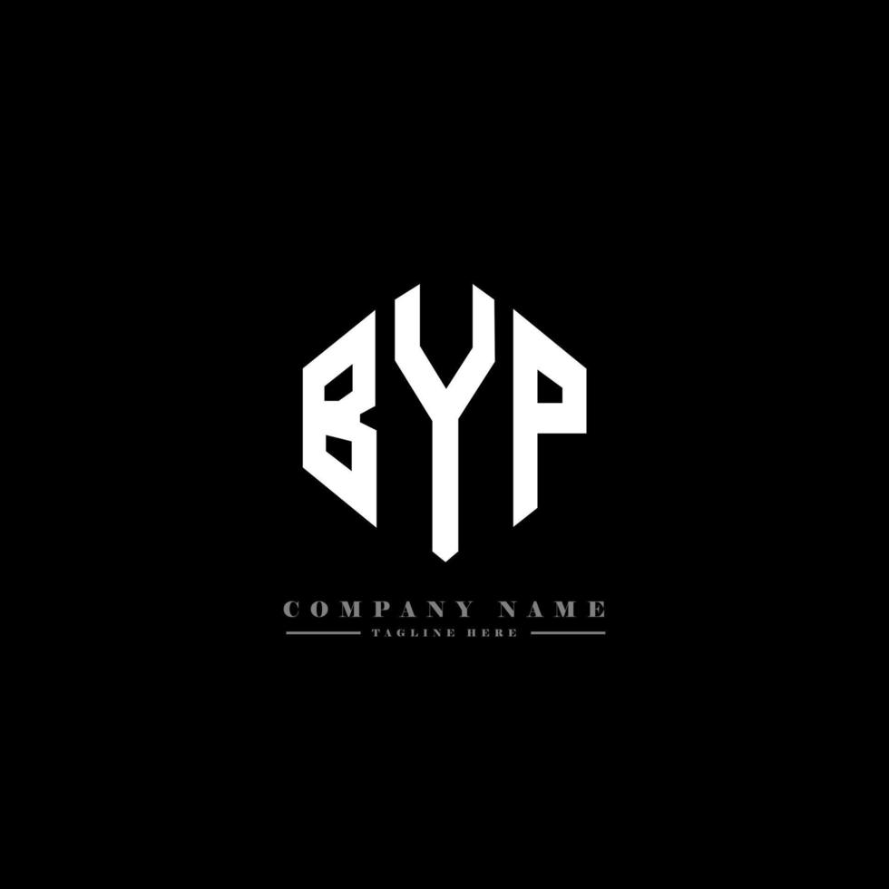 design del logo della lettera byp con forma poligonale. byp poligono e design del logo a forma di cubo. byp esagono logo modello vettoriale colori bianco e nero. monogramma byp, logo aziendale e immobiliare.