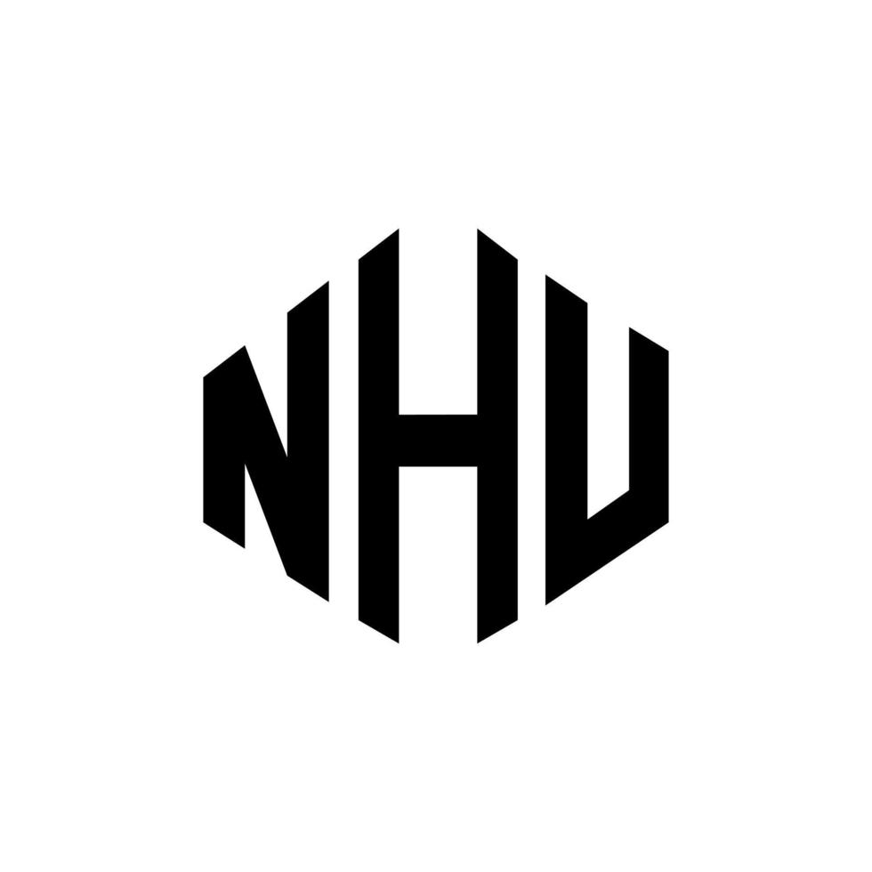 design del logo della lettera nhu con forma poligonale. nhu poligono e design del logo a forma di cubo. nhu esagonale modello logo vettoriale colori bianco e nero. monogramma nhu, logo aziendale e immobiliare.