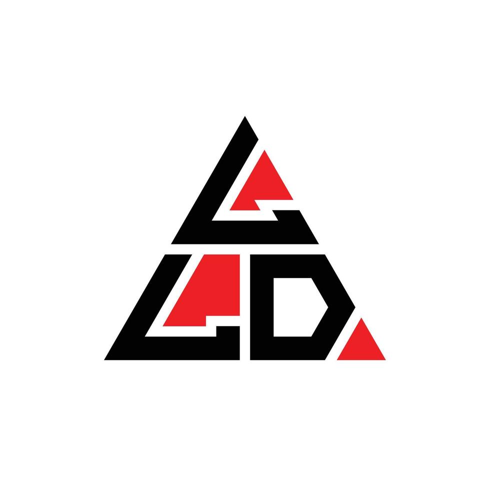 Logo della lettera triangolare lld con forma triangolare. Monogramma di design del logo del triangolo lld. Modello di logo vettoriale triangolo lld con colore rosso. logo triangolare lld logo semplice, elegante e lussuoso.