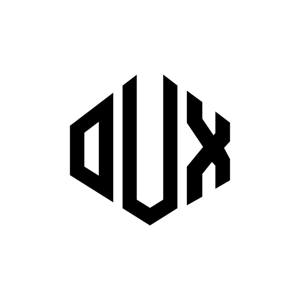 oux lettera logo design con forma poligonale. oux poligono e design del logo a forma di cubo. oux modello di logo vettoriale esagonale colori bianco e nero. oux monogramma, logo aziendale e immobiliare.