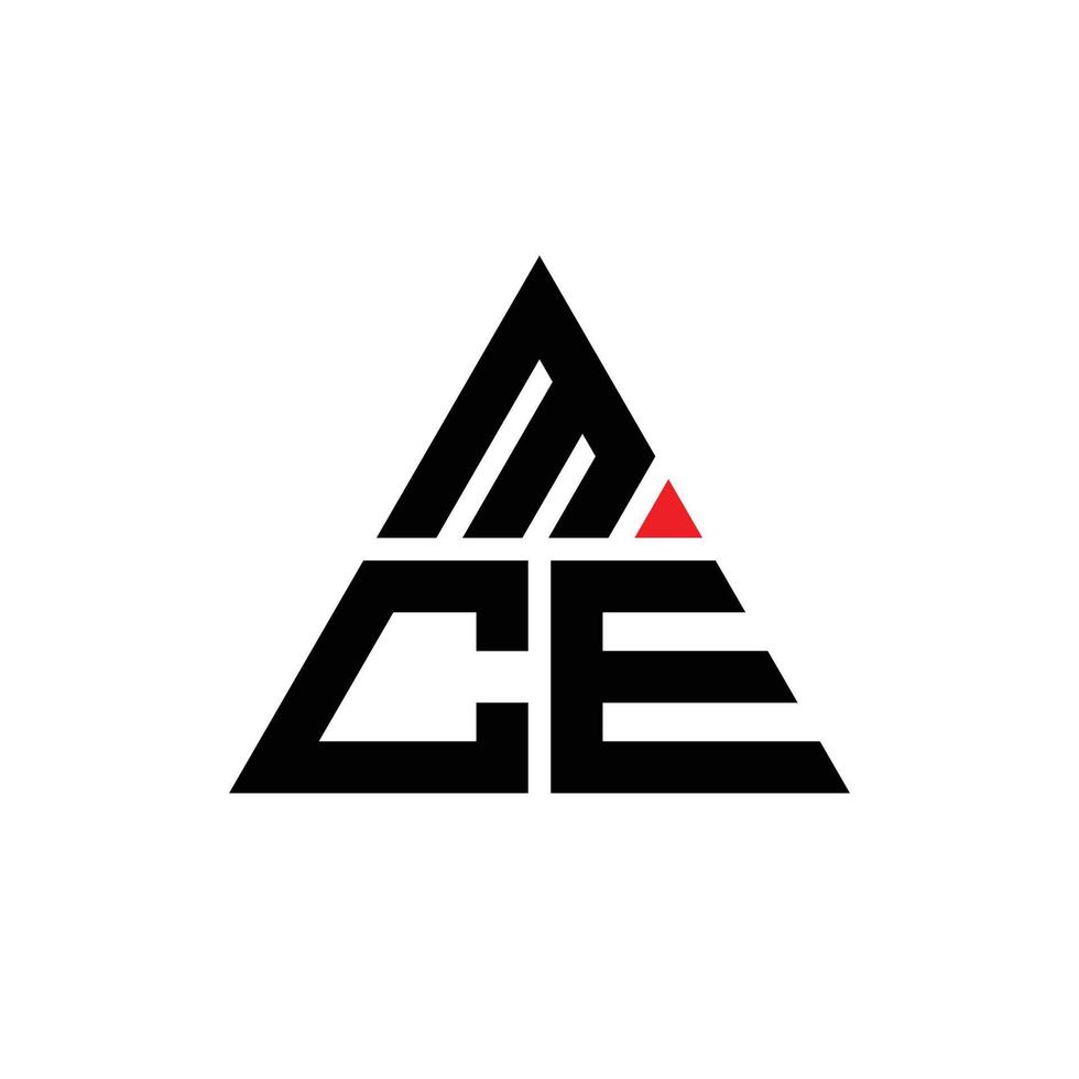 design del logo della lettera del triangolo mce con forma triangolare. monogramma mce triangolo logo design. modello di logo vettoriale triangolo mce con colore rosso. logo triangolare mce logo semplice, elegante e lussuoso.