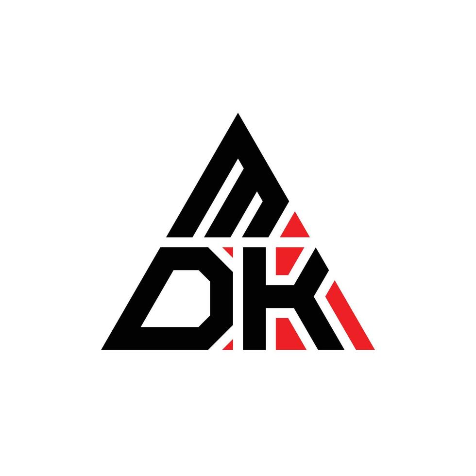 design del logo della lettera del triangolo mdk con forma triangolare. monogramma di design del logo del triangolo mdk. modello di logo vettoriale triangolo mdk con colore rosso. logo triangolare mdk logo semplice, elegante e lussuoso.