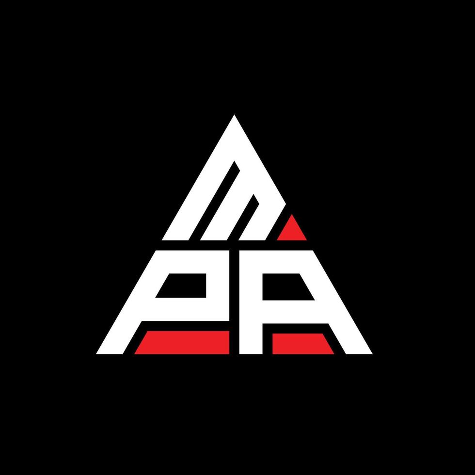 design del logo della lettera del triangolo mpa con forma triangolare. monogramma di design del logo del triangolo mpa. modello di logo vettoriale triangolo mpa con colore rosso. logo triangolare mpa logo semplice, elegante e lussuoso.