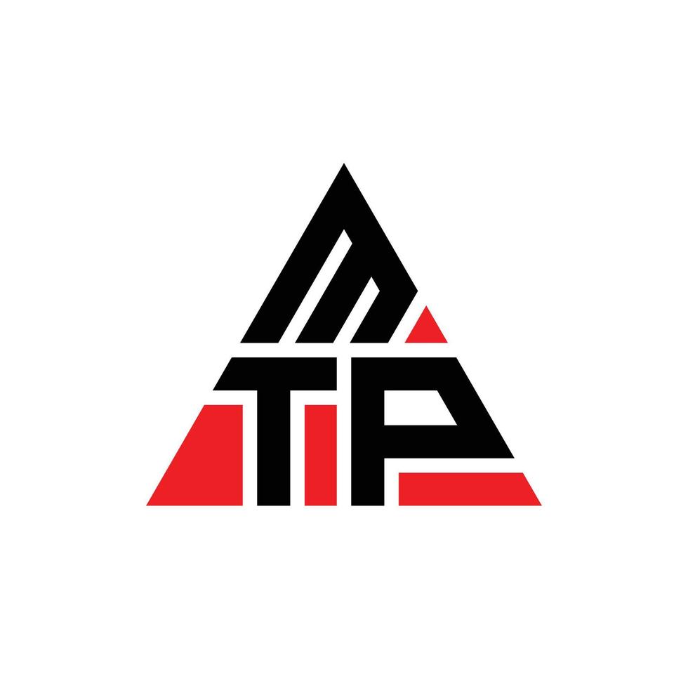 design del logo della lettera triangolo mtp con forma triangolare. monogramma di design del logo del triangolo mtp. modello di logo vettoriale triangolo mtp con colore rosso. logo triangolare mtp logo semplice, elegante e lussuoso.