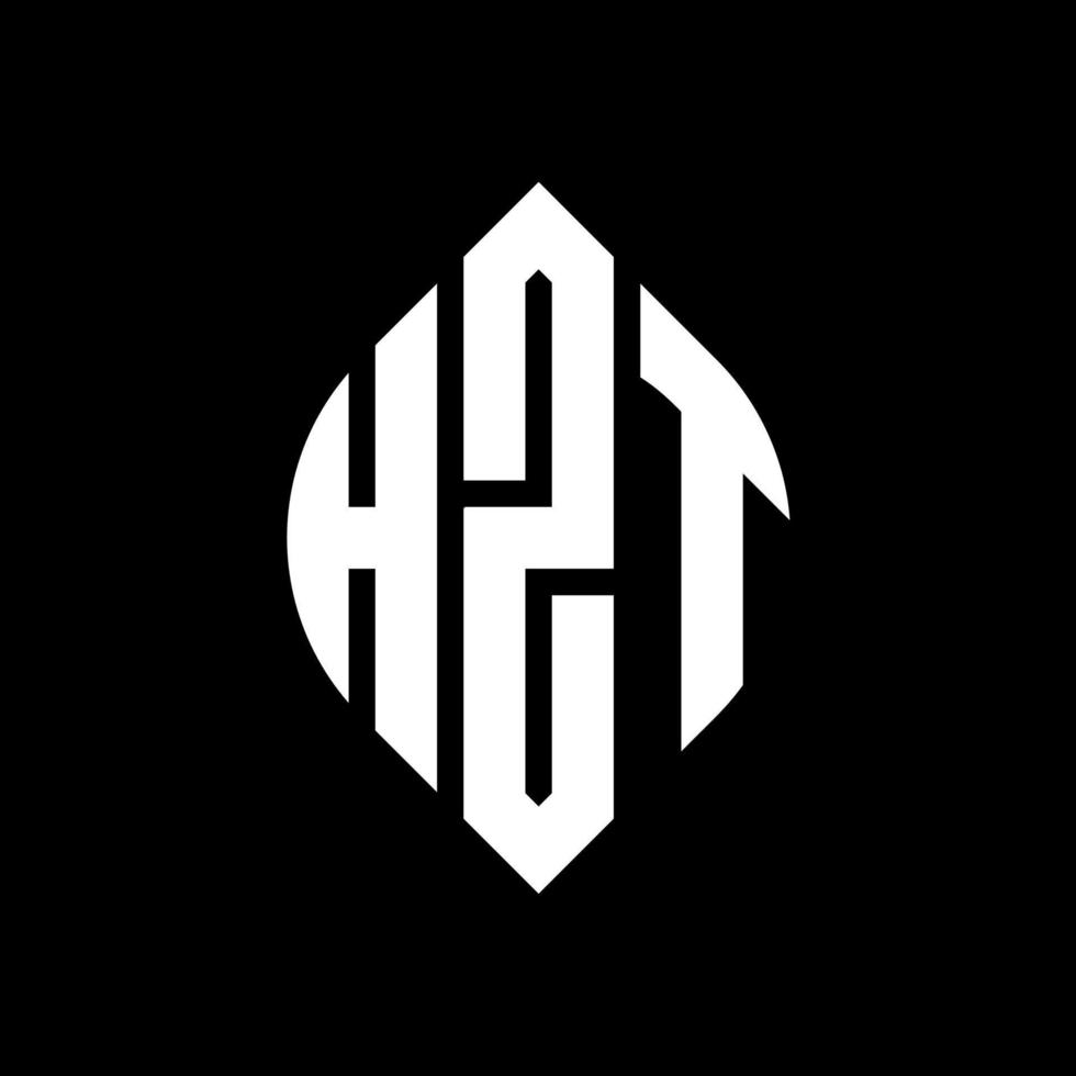 hzt cerchio lettera logo design con forma circolare ed ellittica. lettere ellittiche hzt con stile tipografico. le tre iniziali formano un logo circolare. vettore del segno della lettera del monogramma astratto dell'emblema del cerchio hzt.