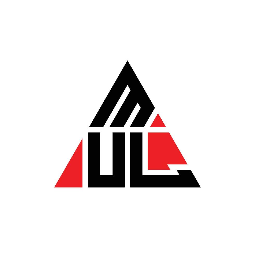 design del logo della lettera triangolare mul con forma triangolare. monogramma di design del logo del triangolo mul. modello di logo vettoriale triangolo mul con colore rosso. logo triangolare mul logo semplice, elegante e lussuoso.